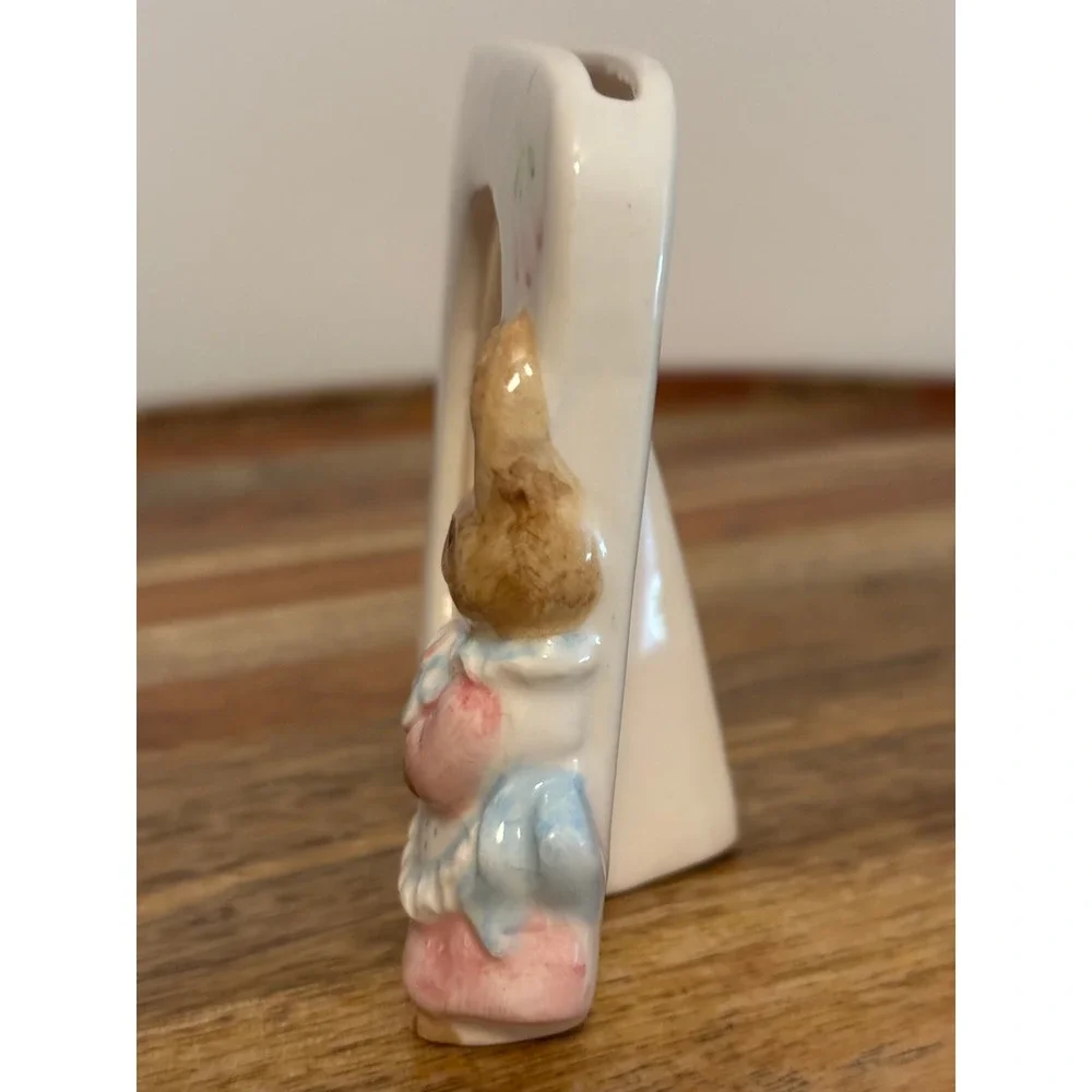 Vintage Ceramic Bunny Rabbit Picture Frame Nursery Decor Pink Blue 3D Relief